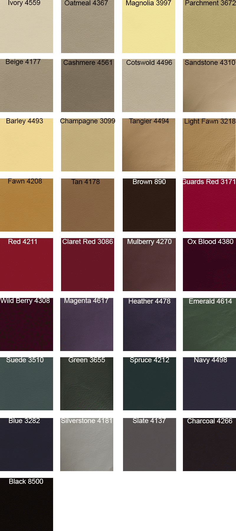autolux Designls leather range shade card