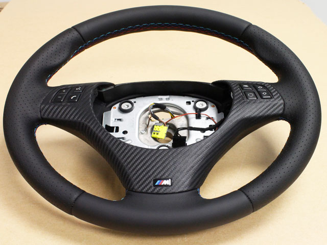 BMW 3 SERIES M3 E90 E92 E93 M SPORT LEATHER STEERING WHEEL M COLOR STITCHING CARBON LEATHER TRIM SWITCH PACK 